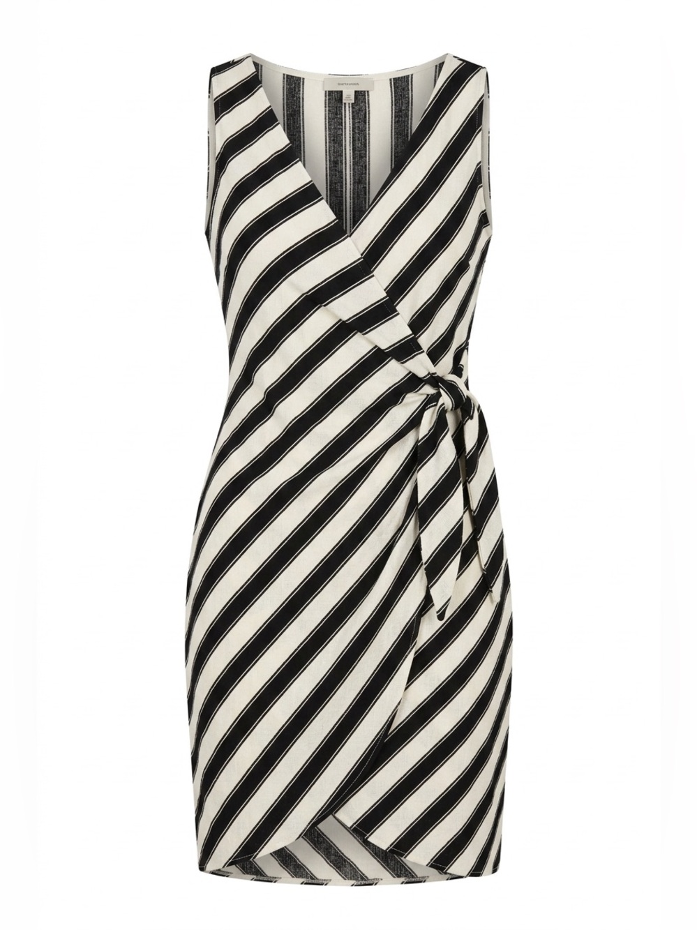 H&M Sleeveless Black and White Striped Wrap Dress
